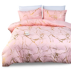 Luxury Marble Duvet Cover Set in Beige with Gold Vein Pattern