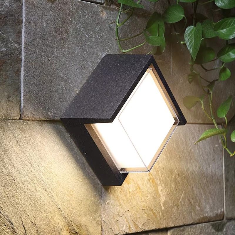 Modern LED Outdoor Wall Light with Motion Sensor in Black Waterproof