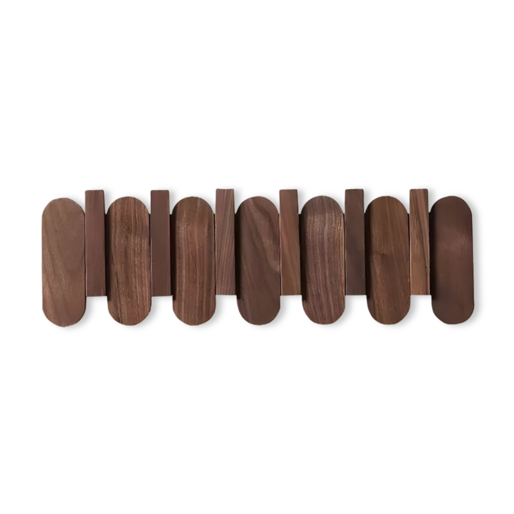 Walnut Wooden Wall Mounted Coat Rack with Flip Hooks