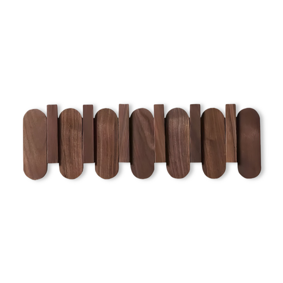 Walnut Wooden Wall Mounted Coat Rack with Flip Hooks