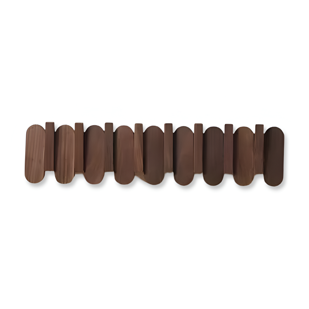 Walnut Wooden Wall Mounted Coat Rack with Flip Hooks