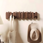 Walnut Wooden Wall Mounted Coat Rack with Flip Hooks