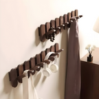 Walnut Wooden Wall Mounted Coat Rack with Flip Hooks