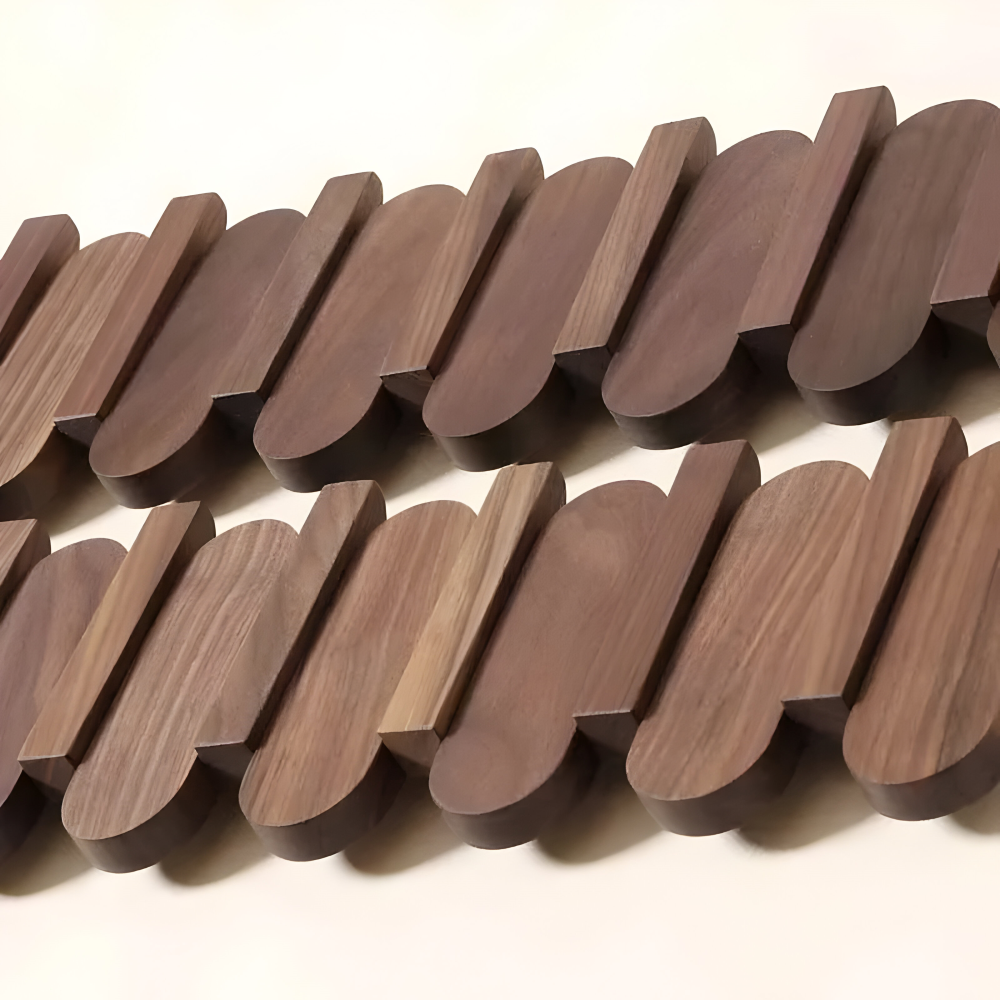 Walnut Wooden Wall Mounted Coat Rack with Flip Hooks