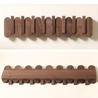 Walnut Wooden Wall Mounted Coat Rack with Flip Hooks