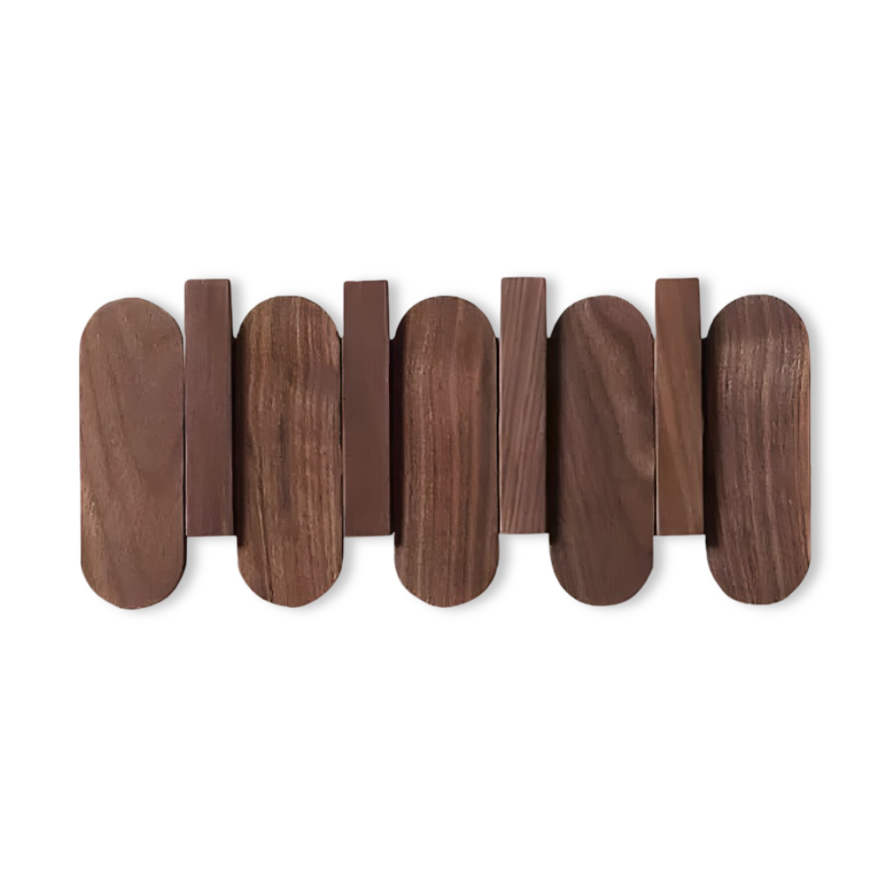 Walnut Wooden Wall Mounted Coat Rack with Flip Hooks