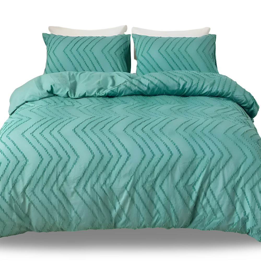 Lightweight Linen Comforter Set in Beige with Textured Stripe Pattern