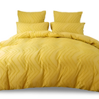 Lightweight Linen Comforter Set in Beige with Textured Stripe Pattern