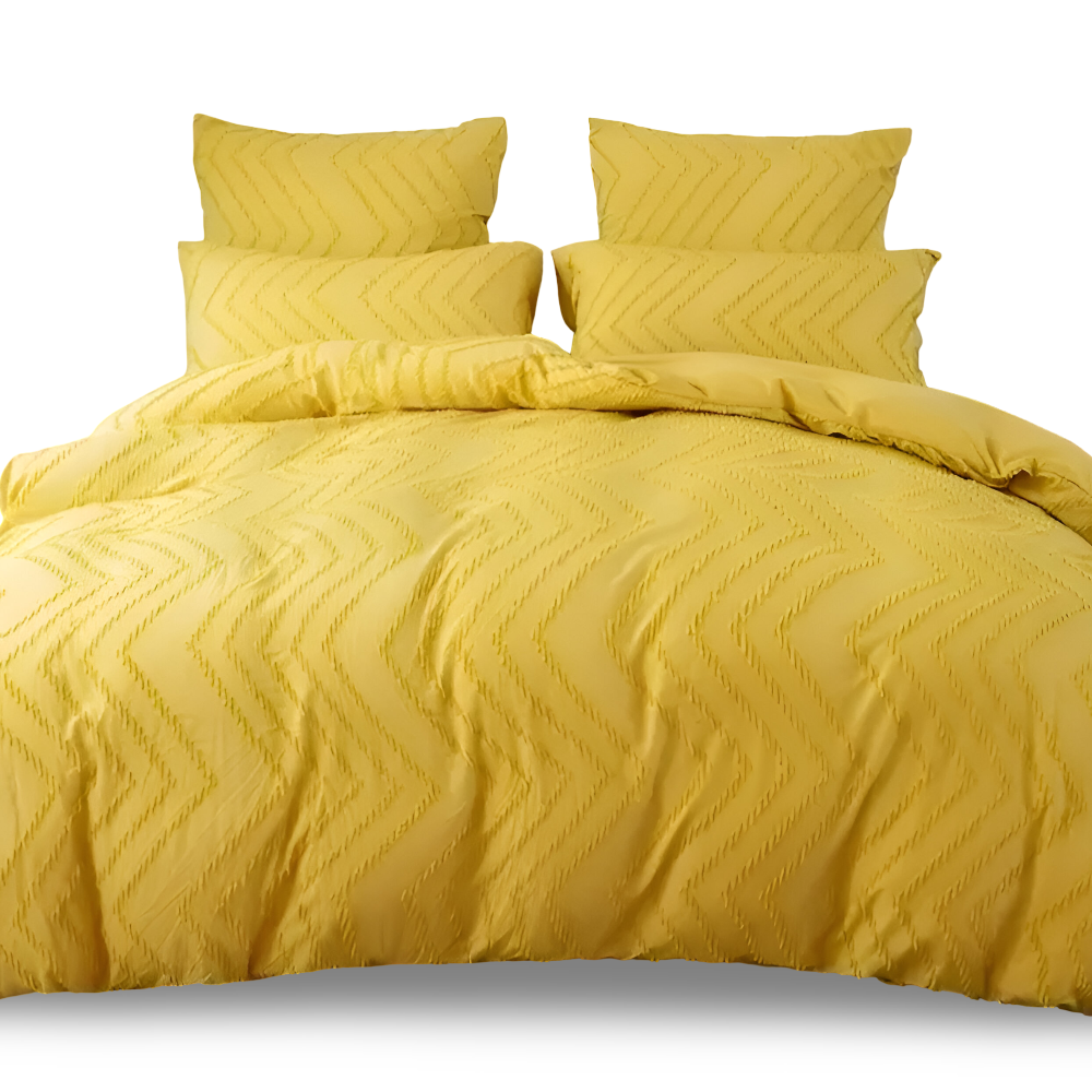 Lightweight Linen Comforter Set in Beige with Textured Stripe Pattern