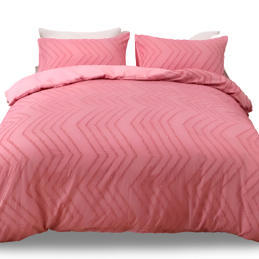 Lightweight Linen Comforter Set in Beige with Textured Stripe Pattern