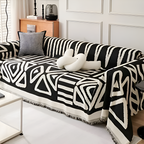 Boho Geometric Chenille Sofa Throw Blanket with Non Slip Design