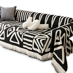 Boho Geometric Chenille Sofa Throw Blanket with Non Slip Design