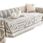 Boho Geometric Chenille Sofa Throw Blanket with Non Slip Design