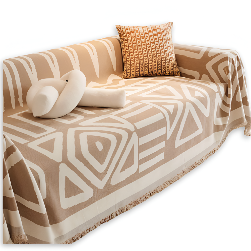 Boho Geometric Chenille Sofa Throw Blanket with Non Slip Design
