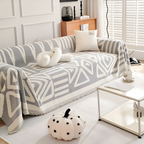 Boho Geometric Chenille Sofa Throw Blanket with Non Slip Design