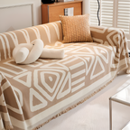 Boho Geometric Chenille Sofa Throw Blanket with Non Slip Design