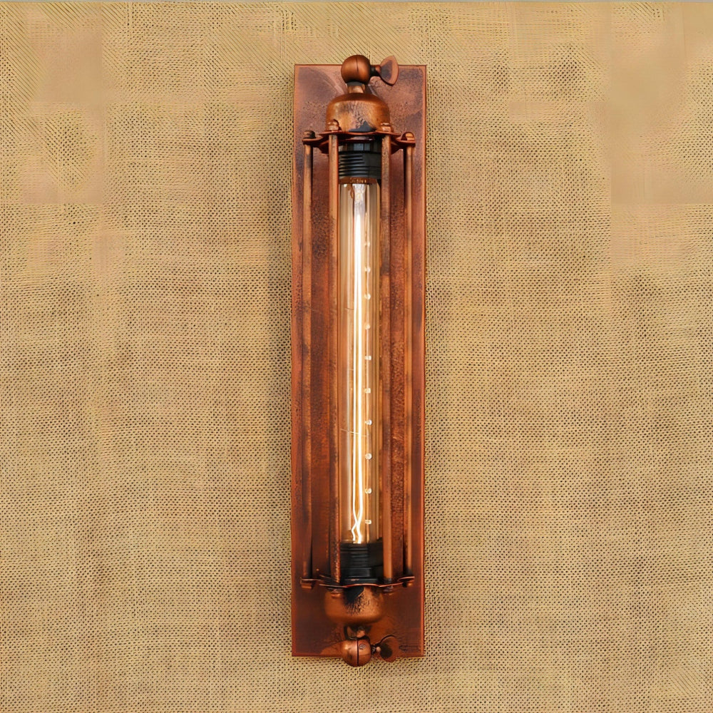 Vintage Industrial Wall Light with LED Tube Bulb in Black Metal