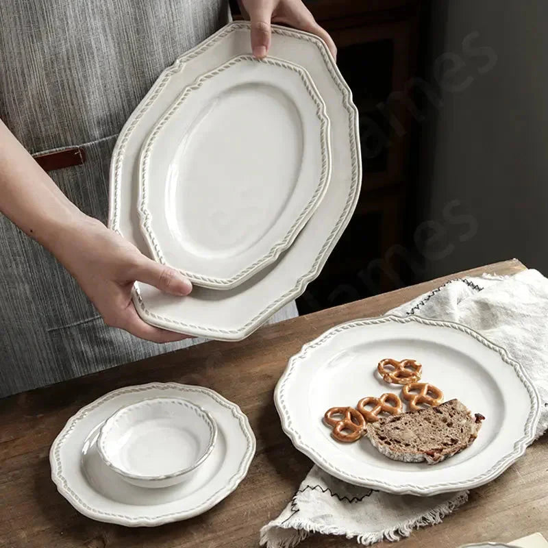 Nordic Vintage Ceramic Tableware Elegant Plates