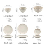 White Scalloped Ceramic Plates & Bowls Elegant Dinnerware