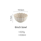 White Scalloped Ceramic Plates & Bowls Elegant Dinnerware