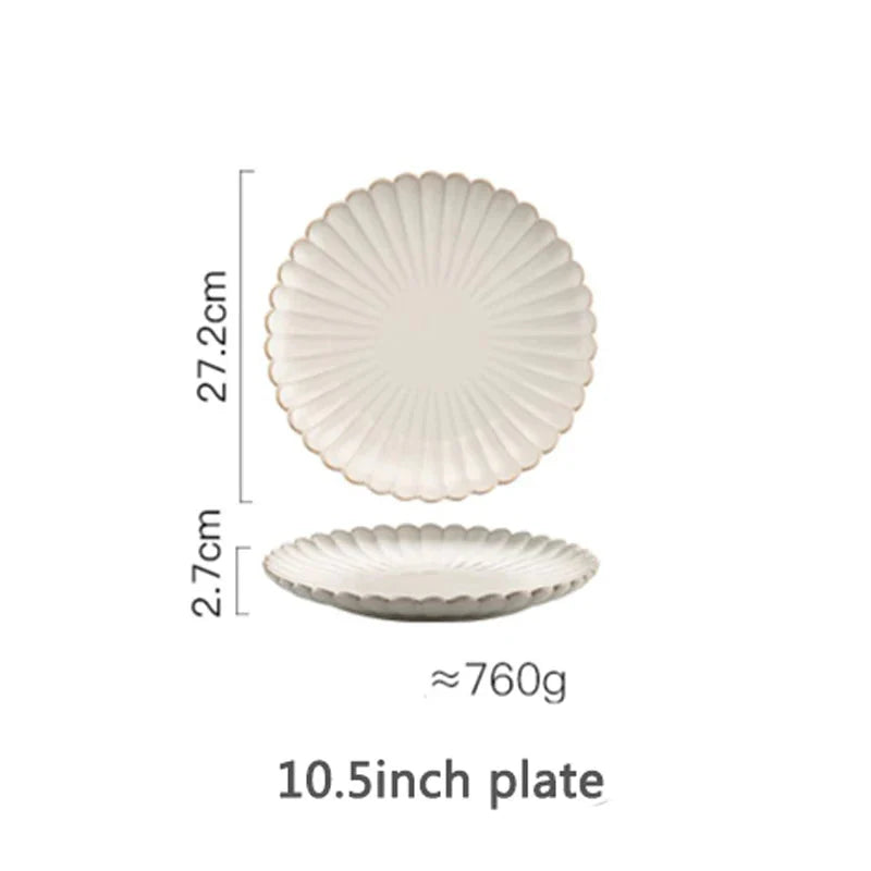White Scalloped Ceramic Plates & Bowls Elegant Dinnerware