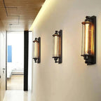 Vintage Industrial Wall Light with LED Tube Bulb in Black Metal