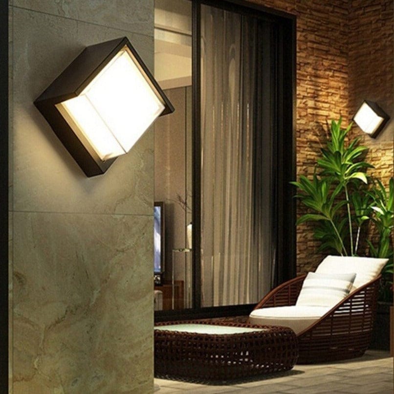 Modern LED Outdoor Wall Light with Motion Sensor in Black Waterproof
