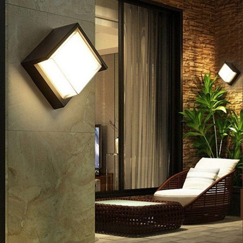 Modern LED Outdoor Wall Light with Motion Sensor in Black Waterproof