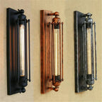 Vintage Industrial Wall Light with LED Tube Bulb in Black Metal